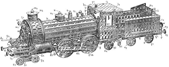 Fnfachsige Schnellzuglokomotive mit Tender aus Kasten 53 von 1921