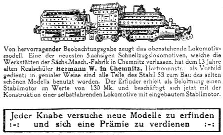 Modell im Prospekt von 1920