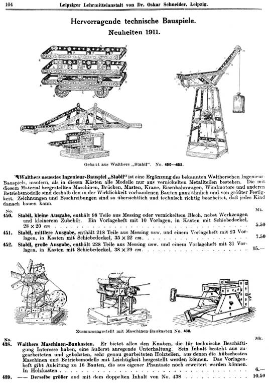 Ausschnitte aus Katalog von Schneider 1911