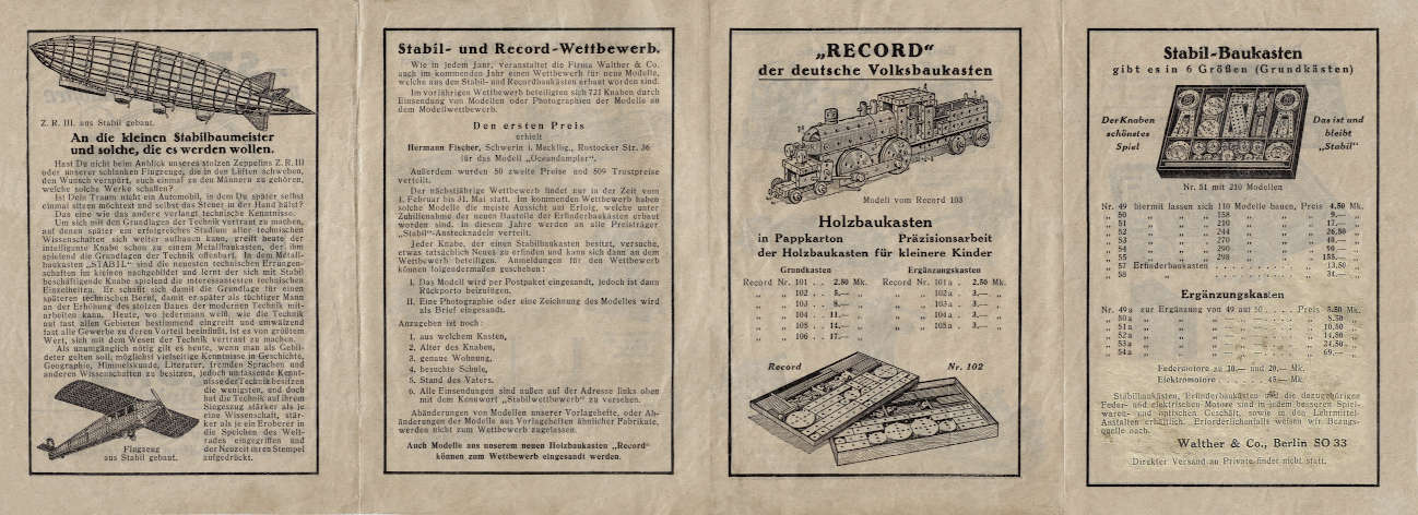 Innere Seiten des Prospektes von Ende 1926