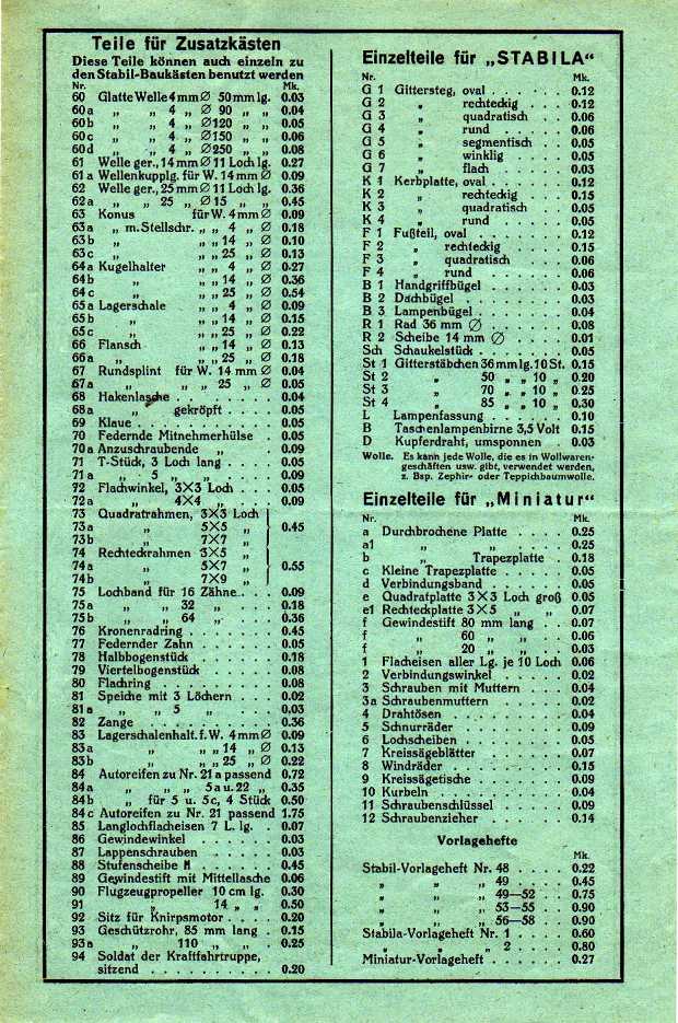 Gesamtpreisliste von August 1936, Seite 3